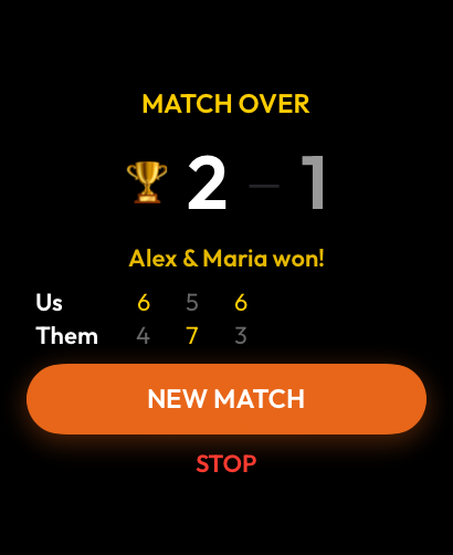 Match over screen on Apple Watch