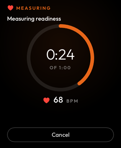 60-second readiness measurement on Apple Watch